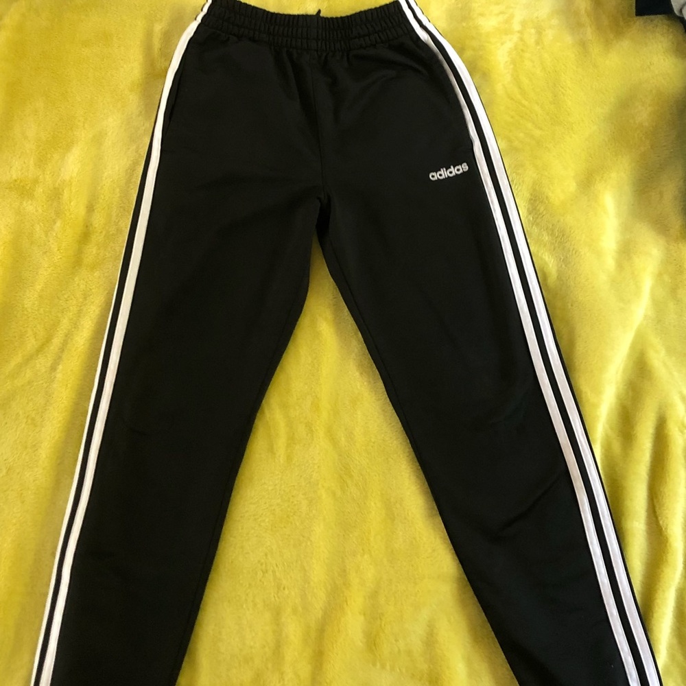 Boys M 10-12 Adidas black and white joggers pants